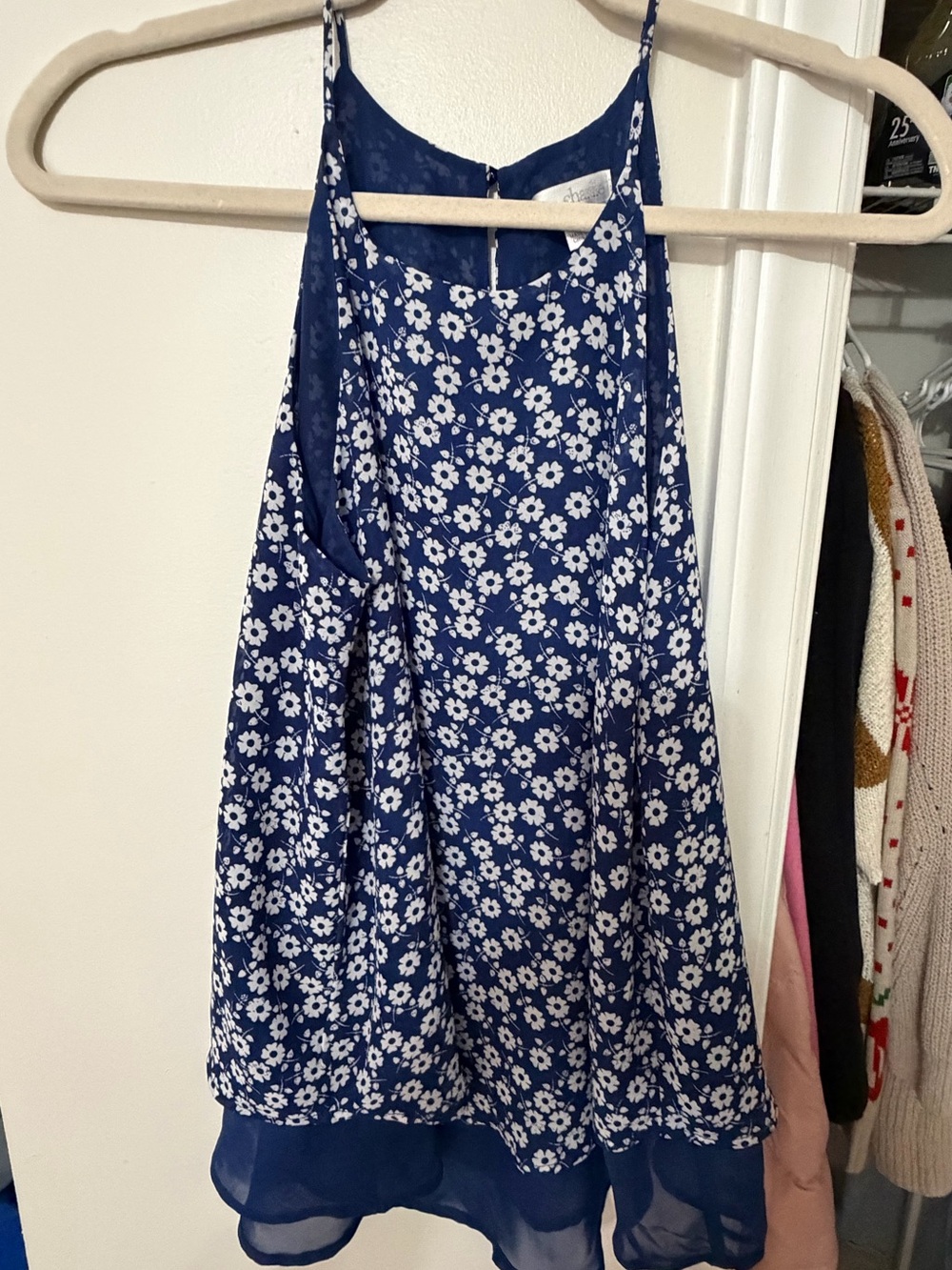 Charming Charlie Navy and White Floral A-Line Skirt